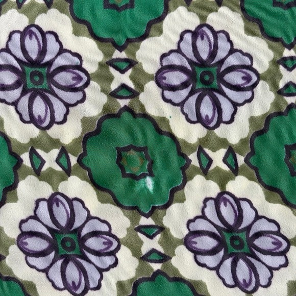 Crème Fraîche Green Floral Print Blouse Women's Small Top 3/4 Sleeve Button Down - Picture 8 of 8